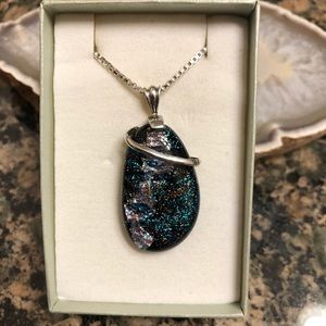 STERLING SILVER DICHROIC GLASS PENDANT 158.00 NWT